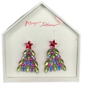 NWT Betsey Johnson Christmas Tree Post Back Drop Earrings SPARKLE